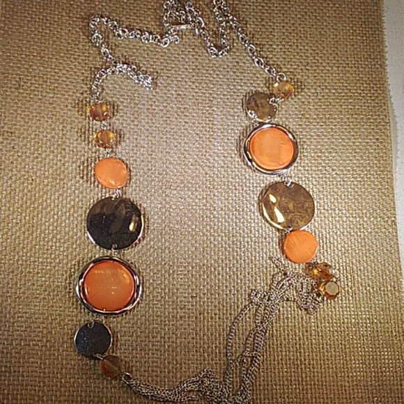 Kenneth Cole Orange and Silver Necklace--44 - Picture 2 of 4